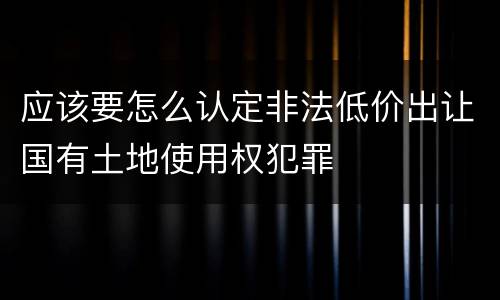 应该要怎么认定非法低价出让国有土地使用权犯罪