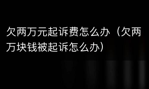 欠两万元起诉费怎么办（欠两万块钱被起诉怎么办）