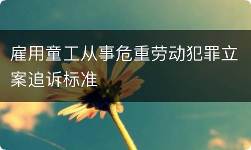 雇用童工从事危重劳动犯罪立案追诉标准