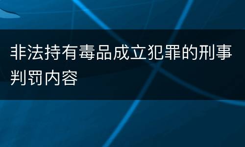 非法持有毒品成立犯罪的刑事判罚内容