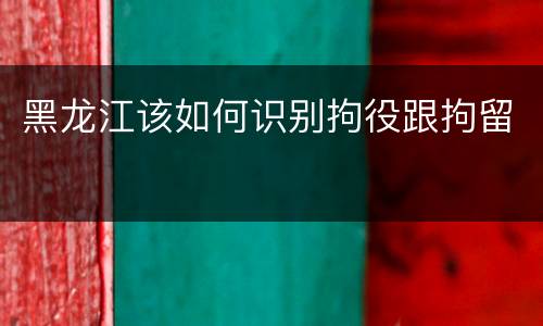 黑龙江该如何识别拘役跟拘留