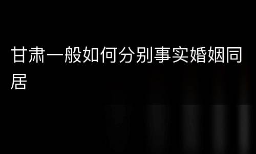 甘肃一般如何分别事实婚姻同居