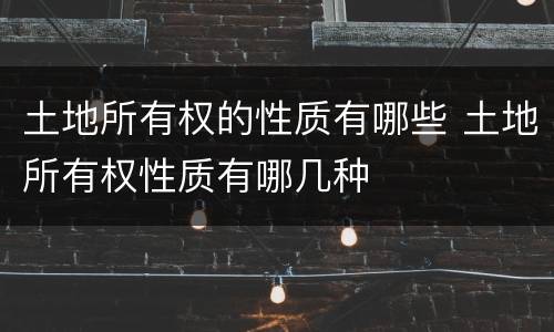 土地所有权的性质有哪些 土地所有权性质有哪几种