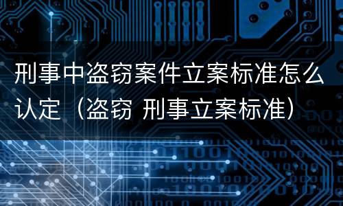 刑事中盗窃案件立案标准怎么认定（盗窃 刑事立案标准）
