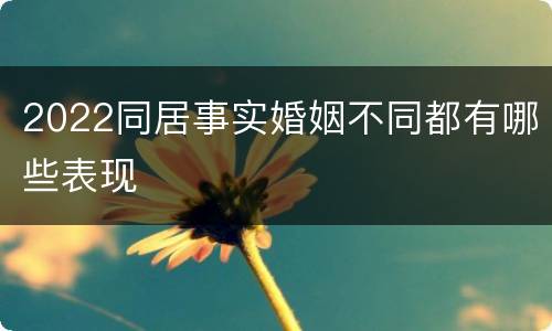 2022同居事实婚姻不同都有哪些表现
