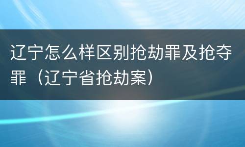 辽宁怎么样区别抢劫罪及抢夺罪（辽宁省抢劫案）