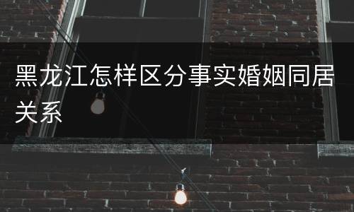 黑龙江怎样区分事实婚姻同居关系