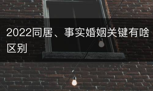 2022同居、事实婚姻关键有啥区别