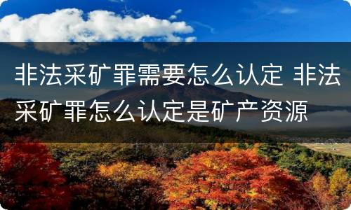 非法采矿罪需要怎么认定 非法采矿罪怎么认定是矿产资源