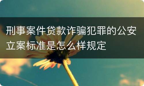 刑事案件贷款诈骗犯罪的公安立案标准是怎么样规定