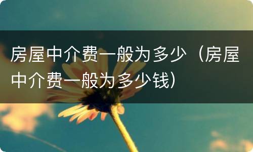 房屋中介费一般为多少（房屋中介费一般为多少钱）