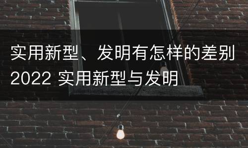 实用新型、发明有怎样的差别2022 实用新型与发明