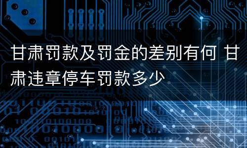 甘肃罚款及罚金的差别有何 甘肃违章停车罚款多少
