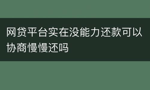 网贷平台实在没能力还款可以协商慢慢还吗