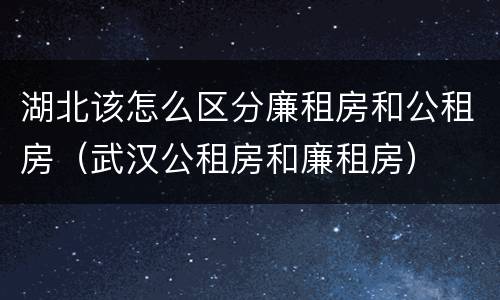 湖北该怎么区分廉租房和公租房（武汉公租房和廉租房）