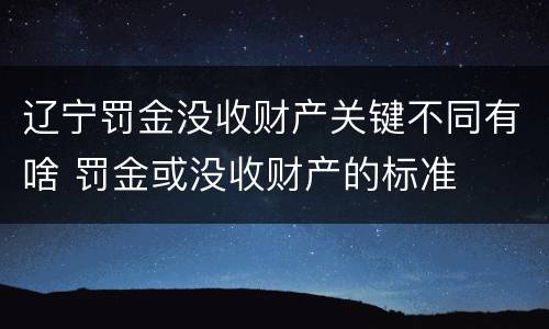 辽宁罚金没收财产关键不同有啥 罚金或没收财产的标准