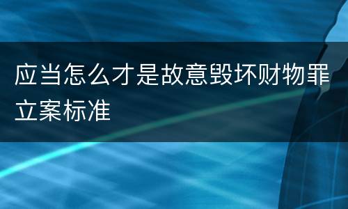 应当怎么才是故意毁坏财物罪立案标准