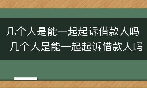 几个人是能一起起诉借款人吗 几个人是能一起起诉借款人吗知乎
