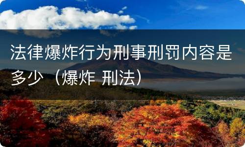 法律爆炸行为刑事刑罚内容是多少（爆炸 刑法）