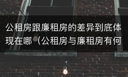 公租房跟廉租房的差异到底体现在哪（公租房与廉租房有何区别）