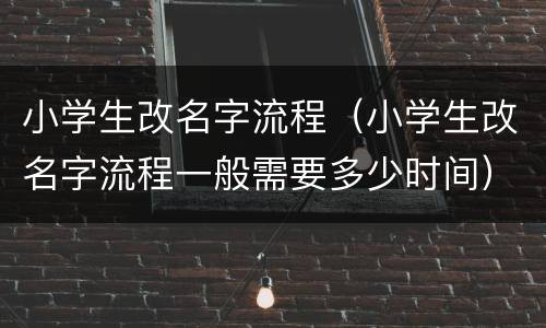 小学生改名字流程（小学生改名字流程一般需要多少时间）