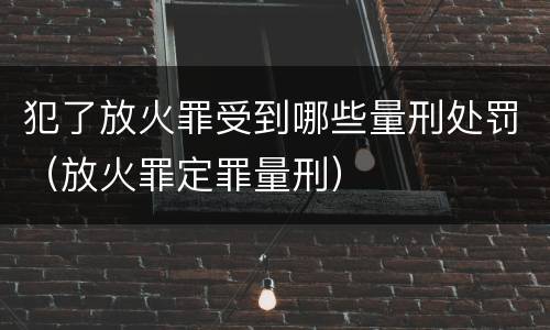 犯了放火罪受到哪些量刑处罚（放火罪定罪量刑）