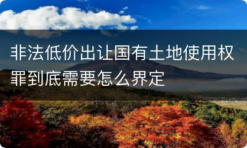 非法低价出让国有土地使用权罪到底需要怎么界定
