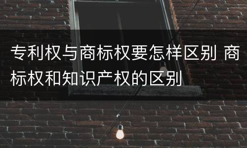 专利权与商标权要怎样区别 商标权和知识产权的区别