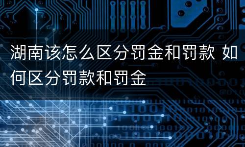 湖南该怎么区分罚金和罚款 如何区分罚款和罚金