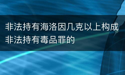 非法持有海洛因几克以上构成非法持有毒品罪的