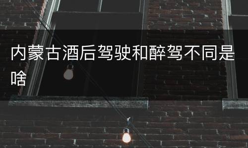 内蒙古酒后驾驶和醉驾不同是啥