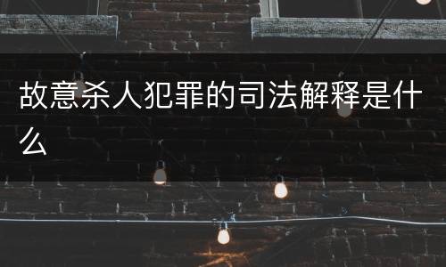 故意杀人犯罪的司法解释是什么