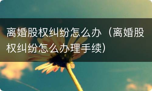 离婚股权纠纷怎么办（离婚股权纠纷怎么办理手续）