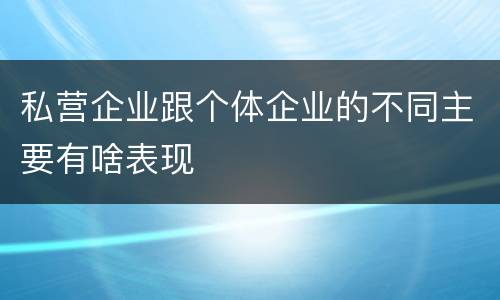 私营企业跟个体企业的不同主要有啥表现