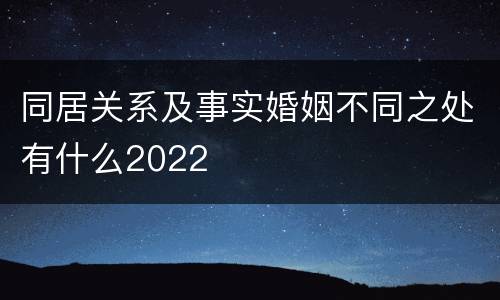 同居关系及事实婚姻不同之处有什么2022
