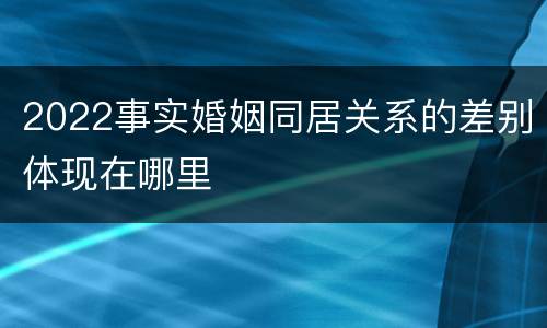2022事实婚姻同居关系的差别体现在哪里