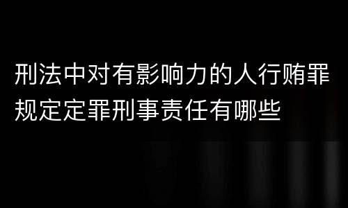 刑法中对有影响力的人行贿罪规定定罪刑事责任有哪些