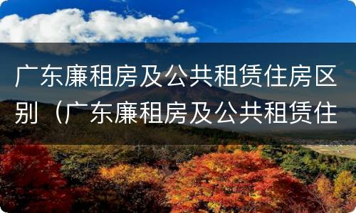 广东廉租房及公共租赁住房区别（广东廉租房及公共租赁住房区别在哪）