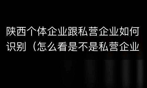 陕西个体企业跟私营企业如何识别（怎么看是不是私营企业）