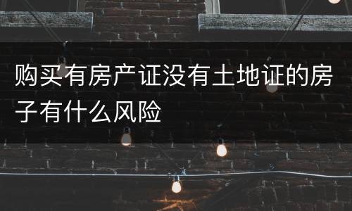 购买有房产证没有土地证的房子有什么风险