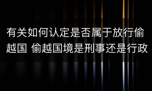 有关如何认定是否属于放行偷越国 偷越国境是刑事还是行政
