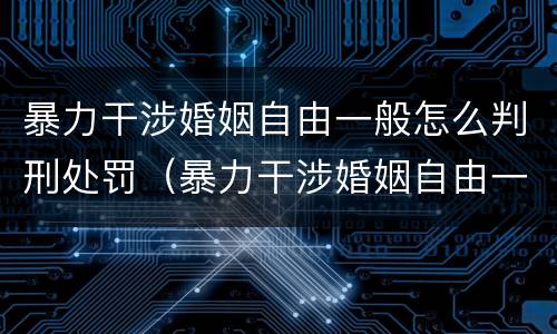 暴力干涉婚姻自由一般怎么判刑处罚（暴力干涉婚姻自由一般怎么判刑处罚多少钱）
