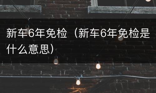 新车6年免检（新车6年免检是什么意思）