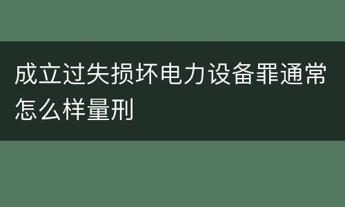 成立过失损坏电力设备罪通常怎么样量刑