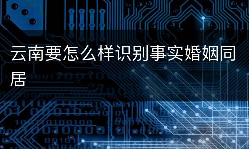 云南要怎么样识别事实婚姻同居