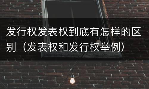 发行权发表权到底有怎样的区别（发表权和发行权举例）