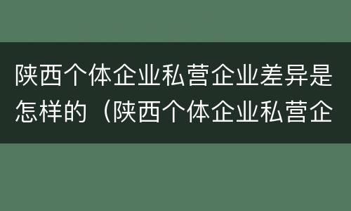 陕西个体企业私营企业差异是怎样的（陕西个体企业私营企业差异是怎样的呢）