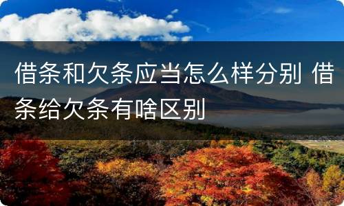 借条和欠条应当怎么样分别 借条给欠条有啥区别