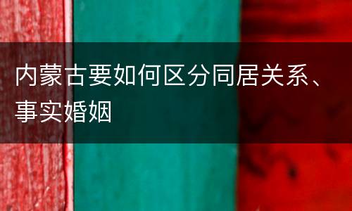 内蒙古要如何区分同居关系、事实婚姻