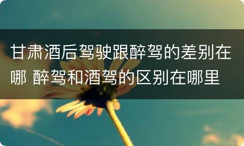甘肃酒后驾驶跟醉驾的差别在哪 醉驾和酒驾的区别在哪里